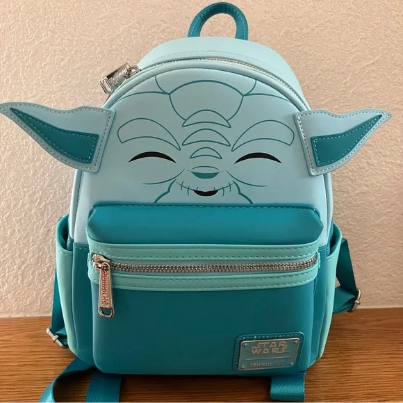 LOUNGEFLY X STAR WARS Glow In The Dark Yoda Force Ghost Mini Backpack NWT - Picture 7 of 16